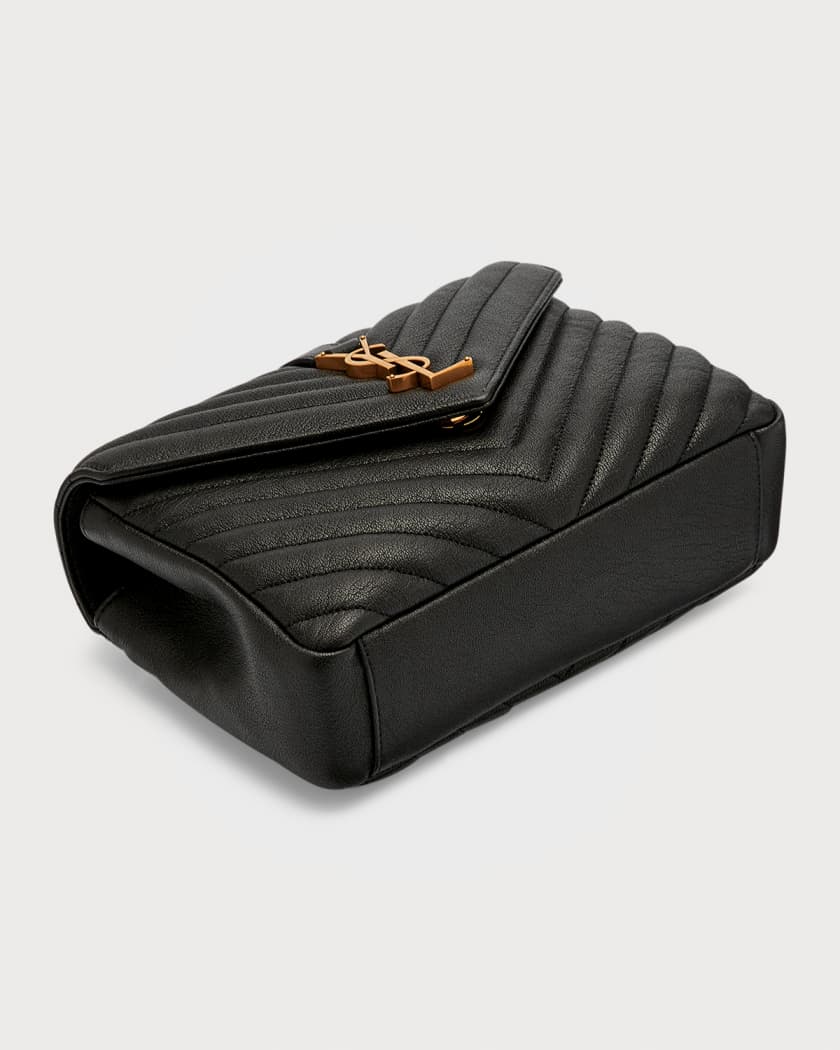 Saint Laurent - College Medium Quilted Textured-leather Shoulder Bag - Black