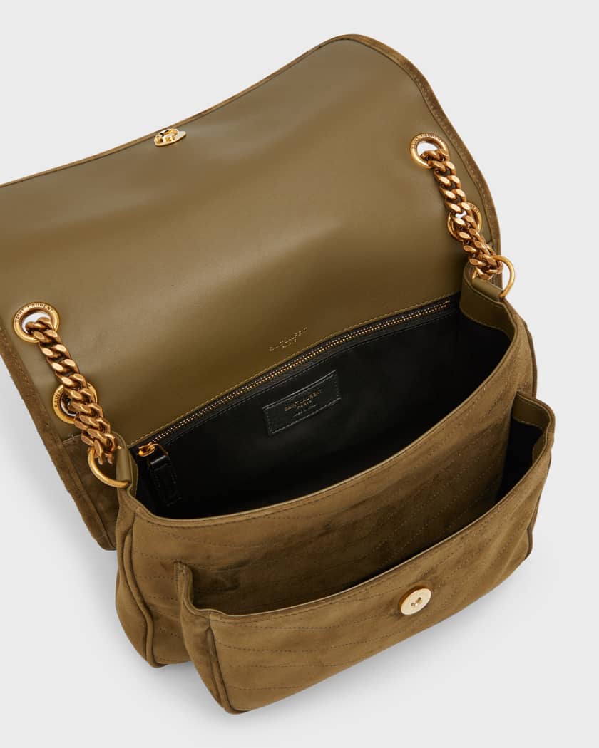 Brown Niki medium quilted suede shoulder bag
