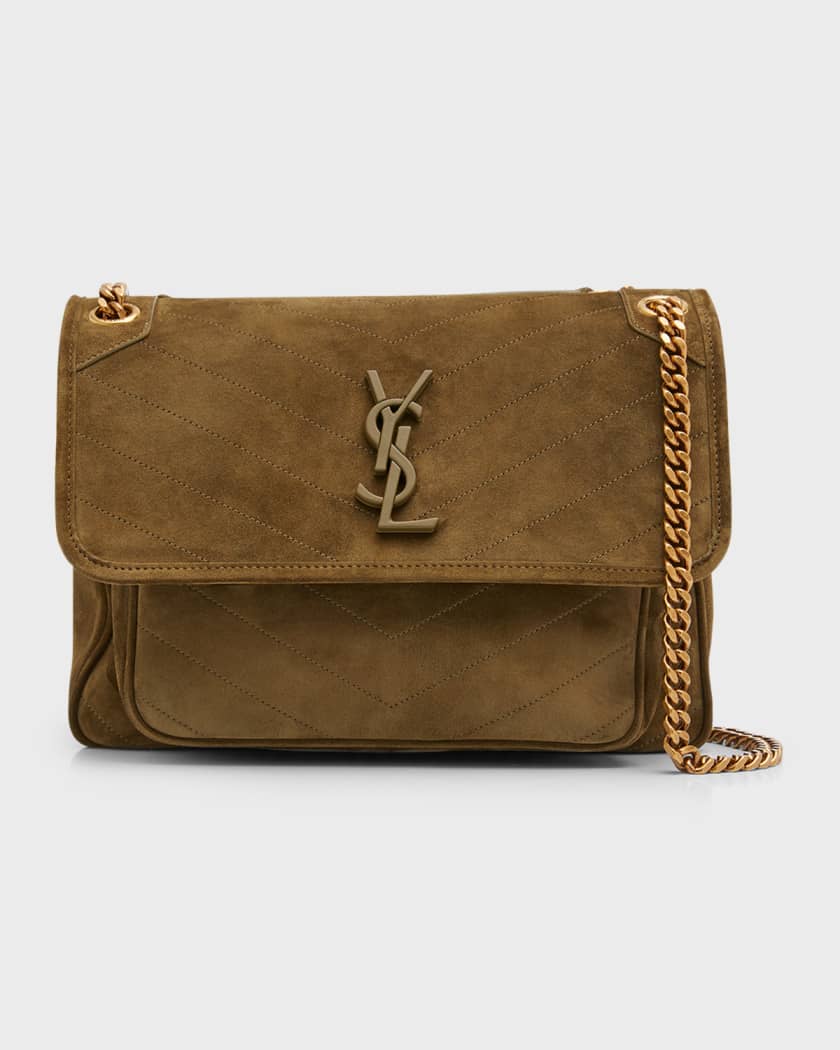 Saint Laurent - Monogram Tan Suede Medium Hobo Bag