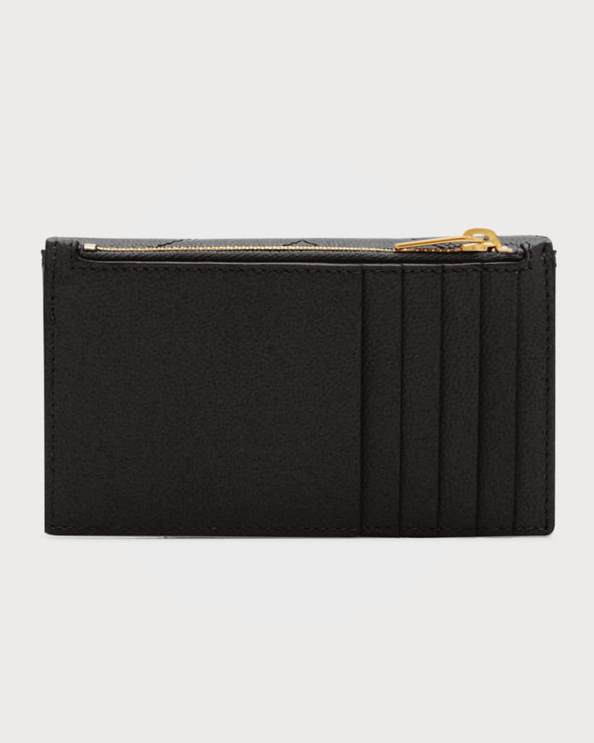 Saint Laurent Ysl Small Grain de Poudre Envelope Wallet, Dark Beige, Women's, Small Leather Goods Wallets