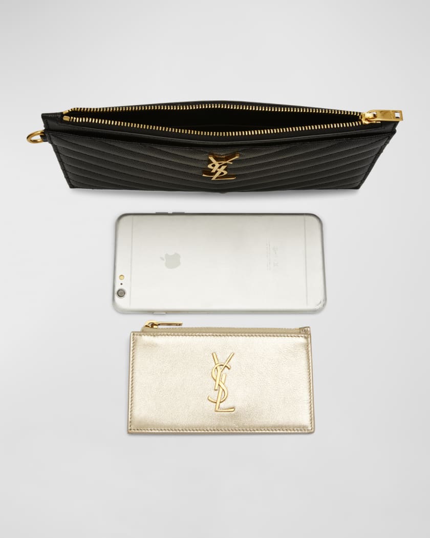 Saint Laurent Zip Fragments YSL Monogram Pouch Card Case Wallet - Bergdorf  Goodman