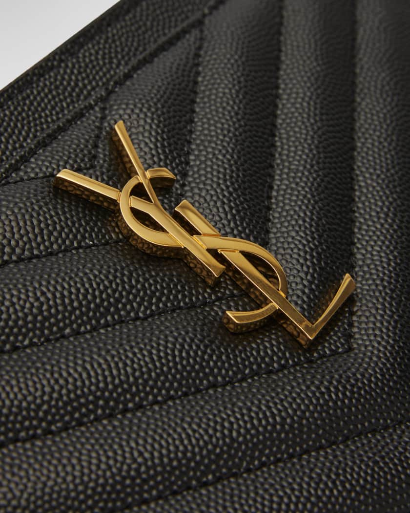 YSL Monogram Large Bill Pouch in Grained Leather