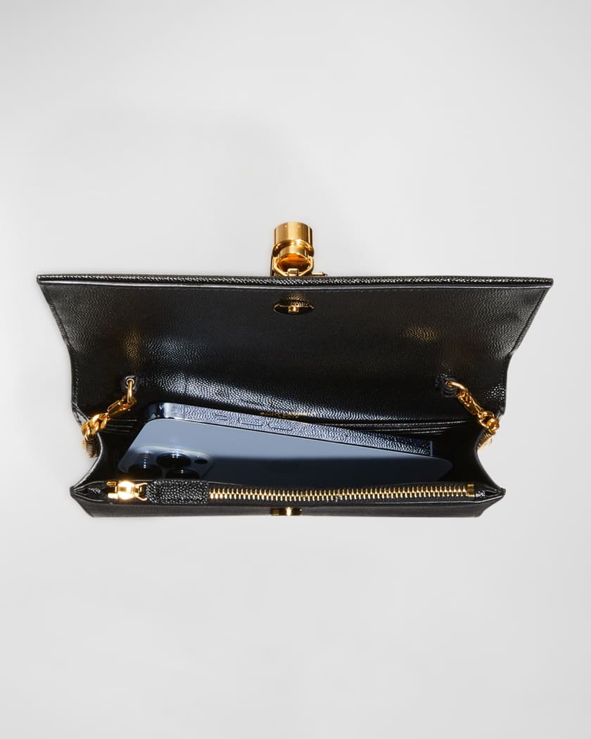 YVES SAINT LAURENT Kate Black Leather Gold Chain Clutch Crossbody Bag