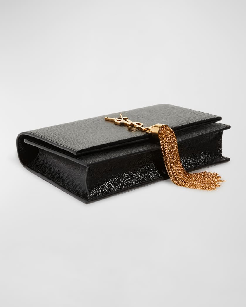 Saint Laurent Black Grain de Poudre Small Monogram Kate Chain Bag