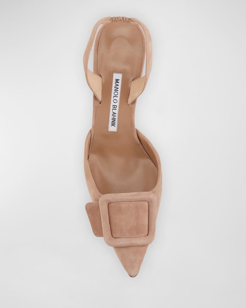 Maysli Suede Buckle Slingback Pumps