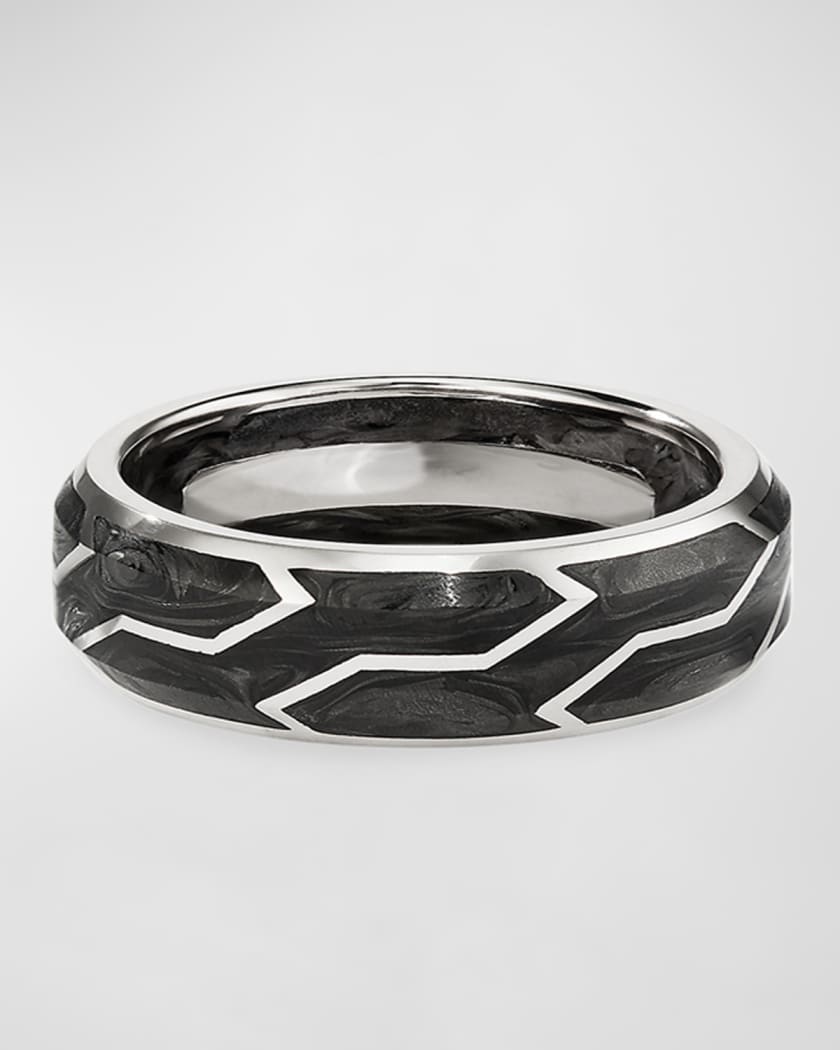 Men s Forged Carbon Band Ring in 18K Gold 8.5mm