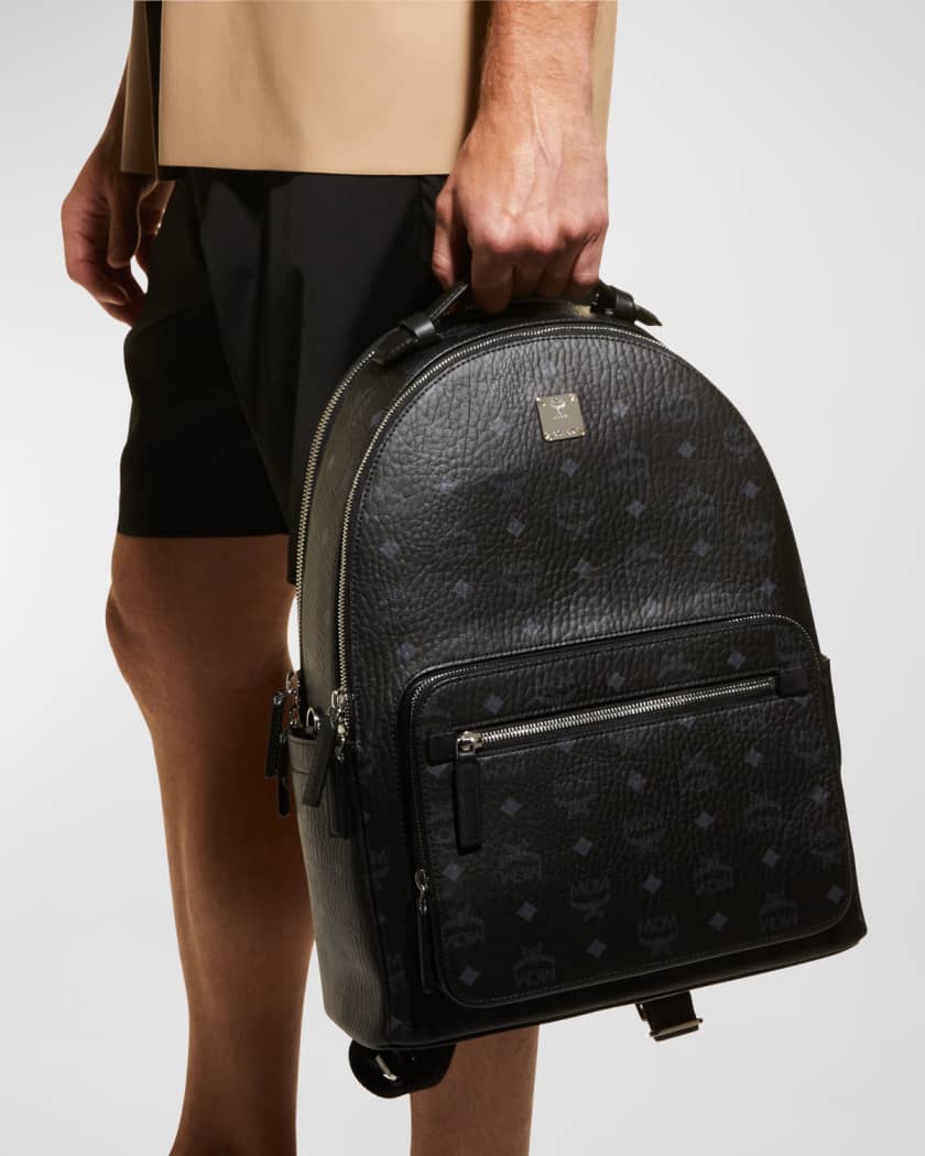 Mcm Medium Stark Leather Backpack - Black