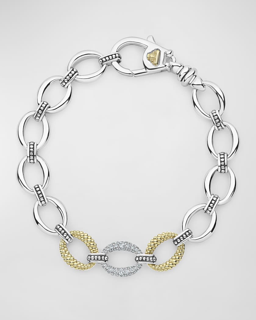 Caviar Lux Diamond Station Two Tone Bracelet
