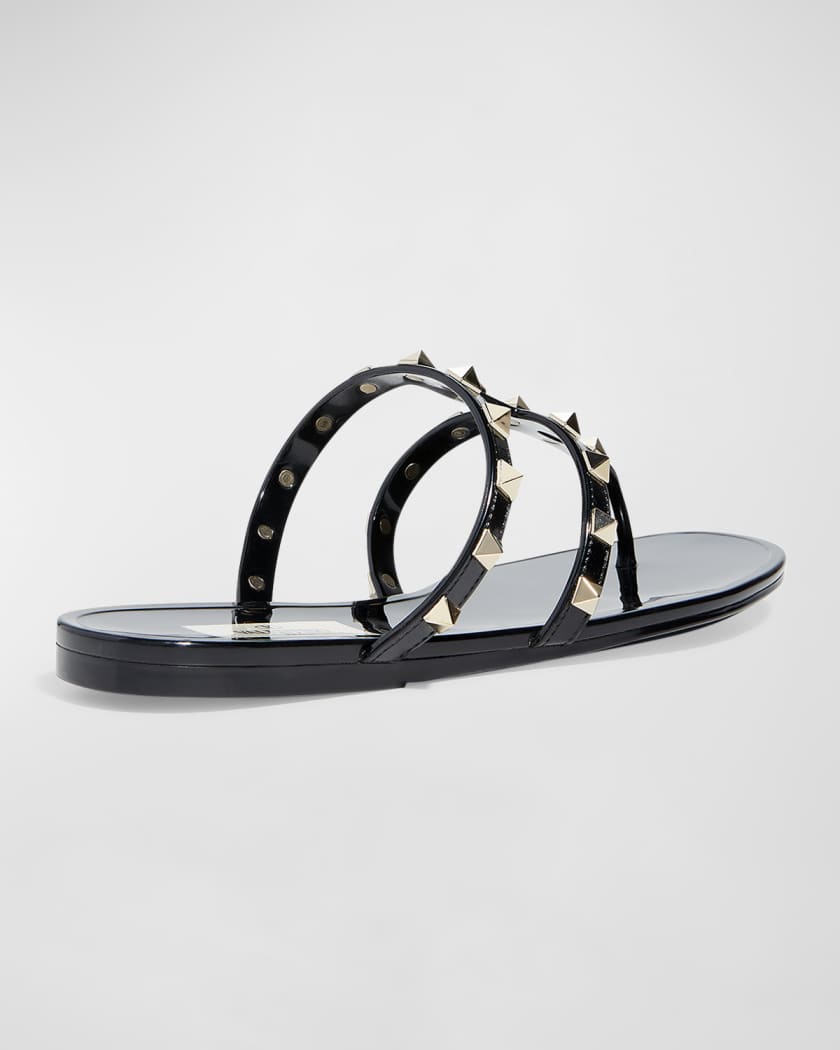 Rockstud Flat Slide Sandal for Woman in Black