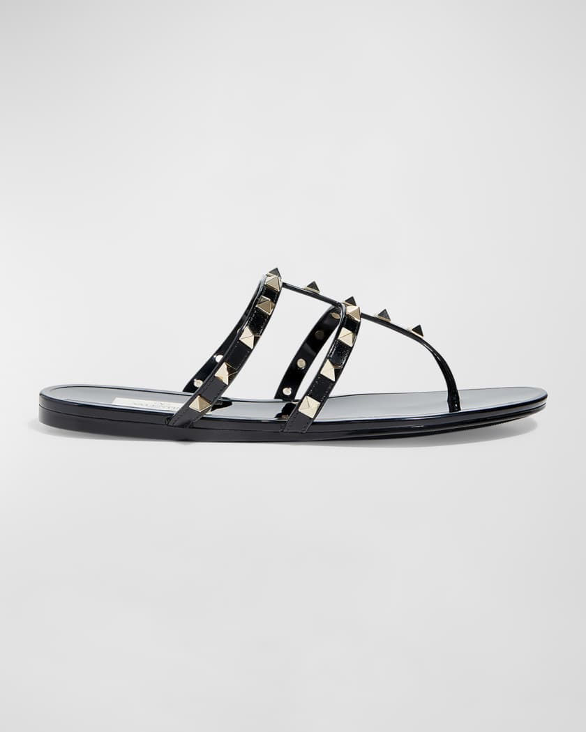 Gucci Blondie Medallion Thong Sandals, Black, Women's, 39EU, Sandals Thongs & Flip Flops