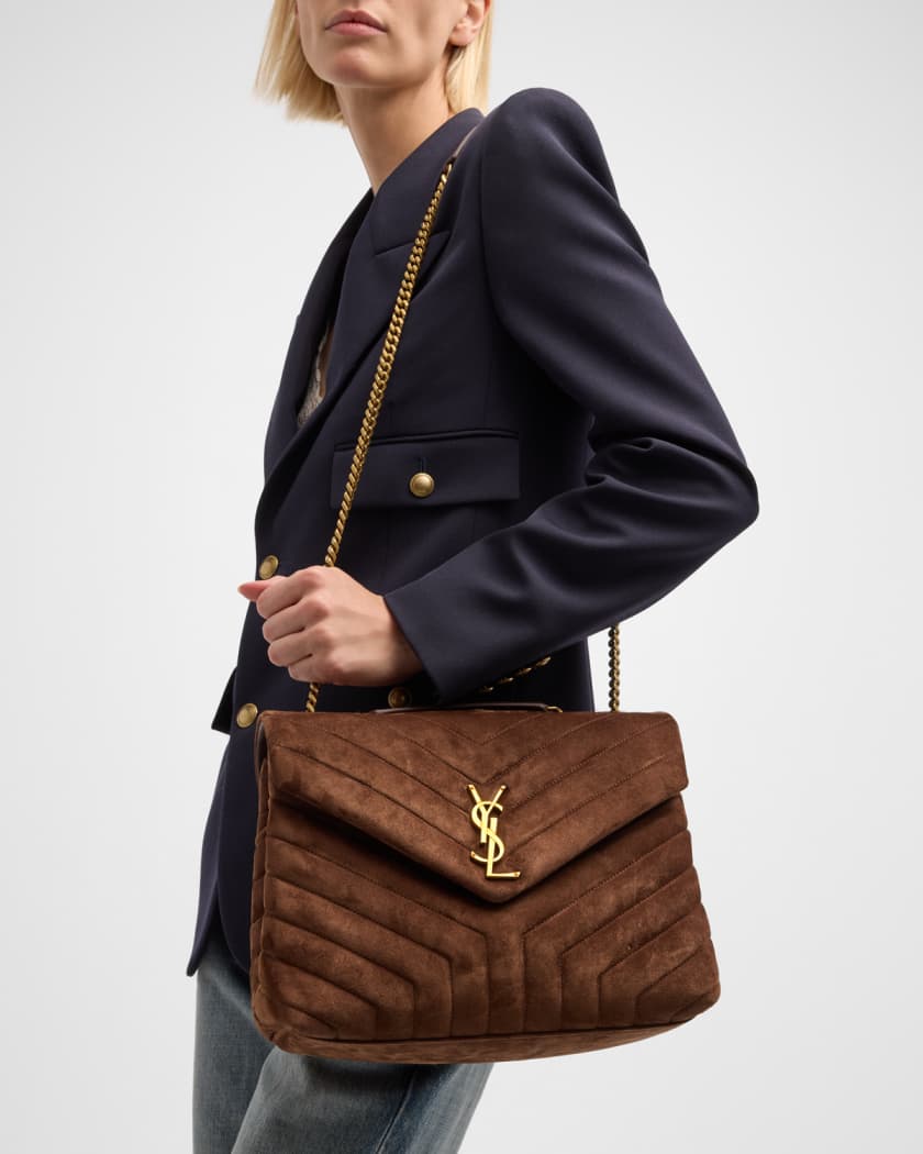 Loulou Small Leather Shoulder Bag in Brown - Saint Laurent