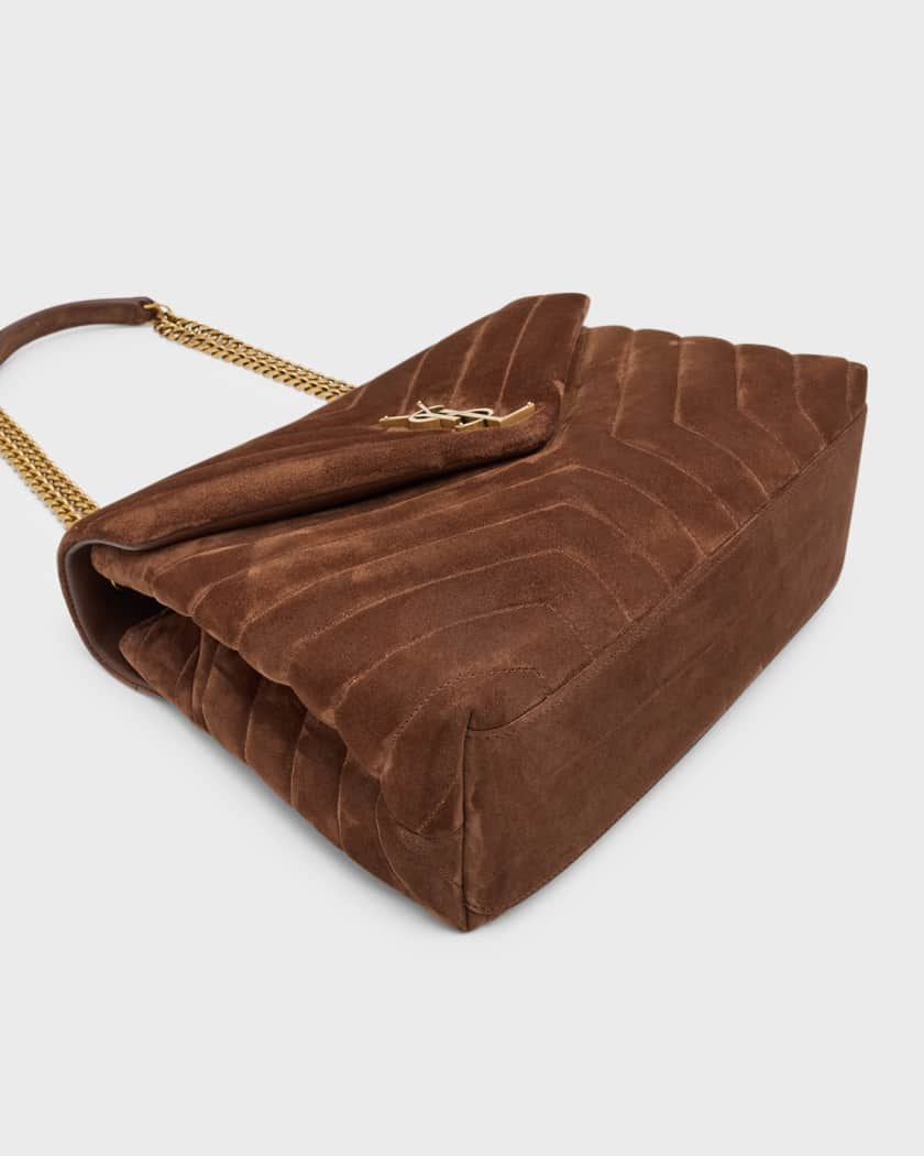 Saint Laurent Loulou Medium YSL Shoulder Bag in Quilted Suede