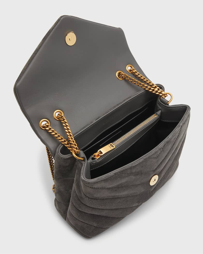 Saint Laurent Loulou Small YSL Shoulder Bag in Quilted Suede