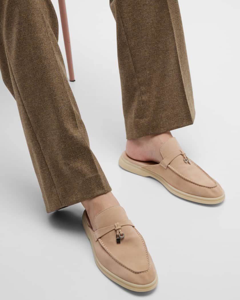 Loro Piana Summer Charms Walk Suede Loafers in Natural