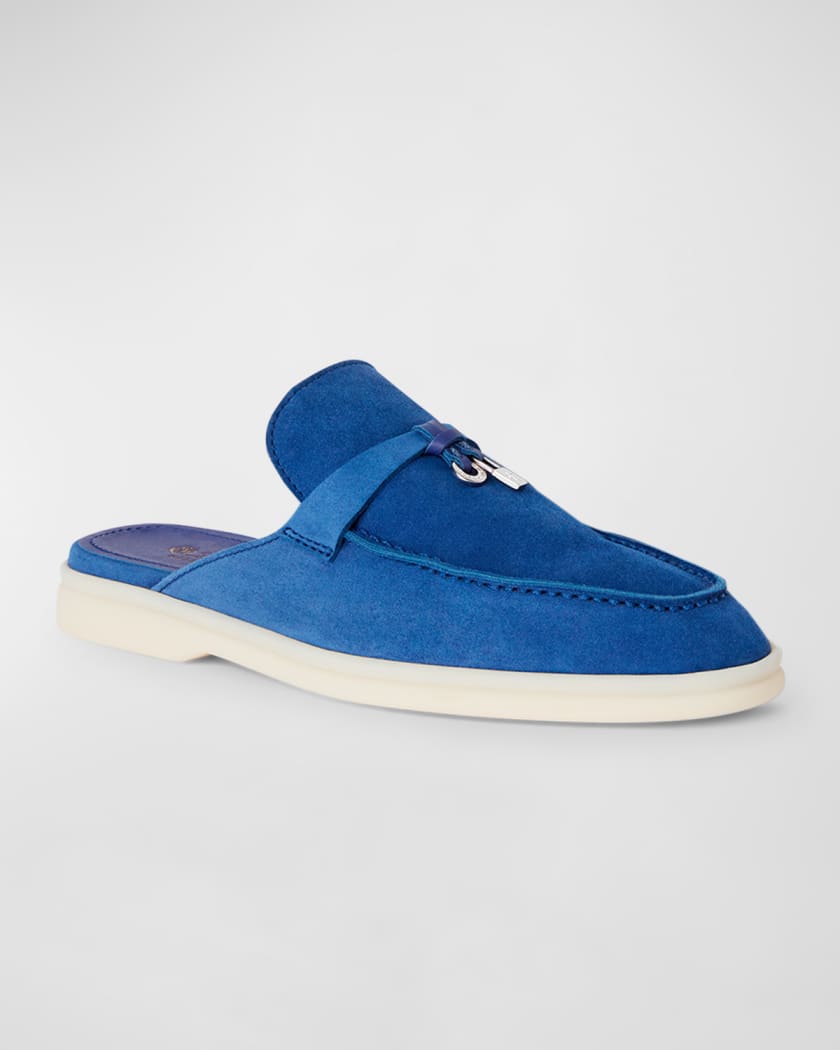 Loro Piana Babouche Charms Walk Suede Mule Loafers Neiman Marcus