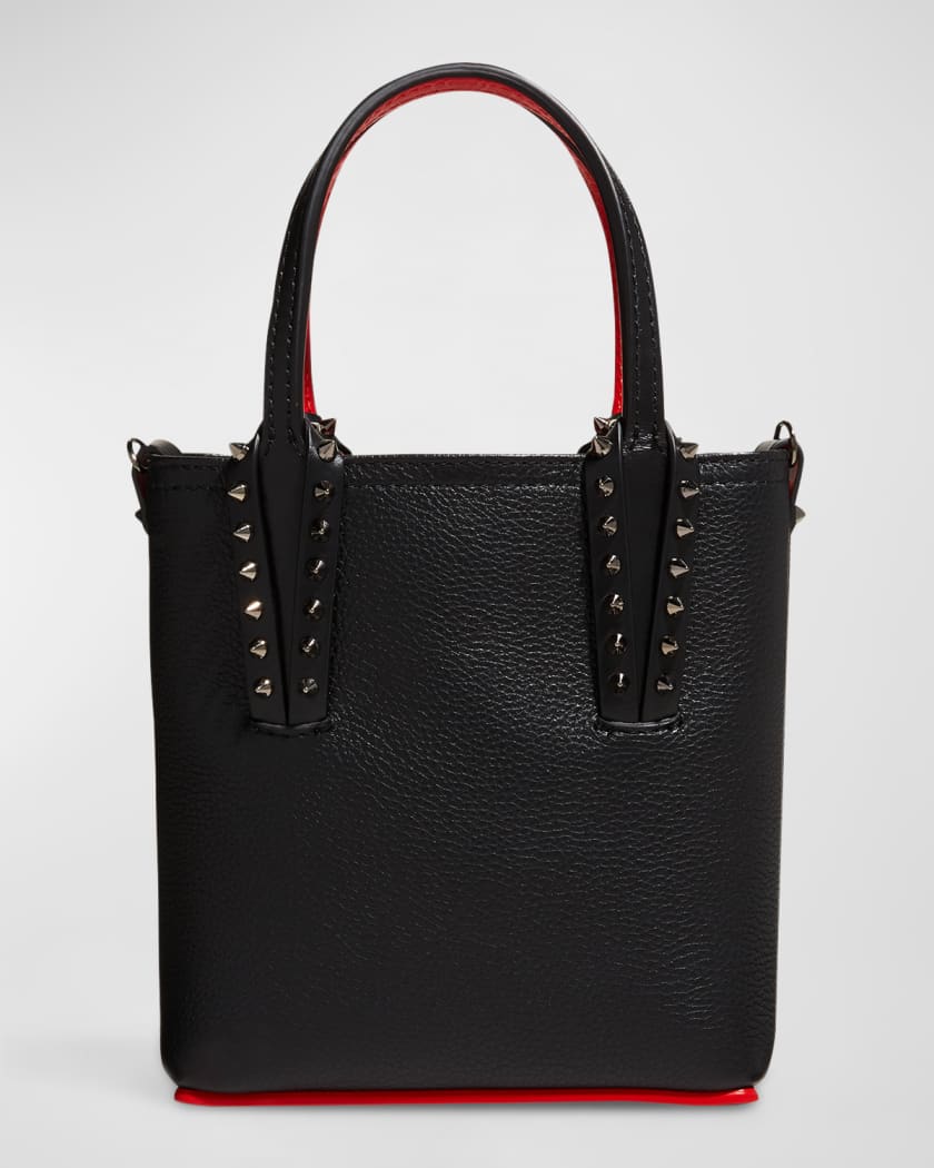 Cabata small - Tote bag - Calf leather and spikes - Black - Christian  Louboutin