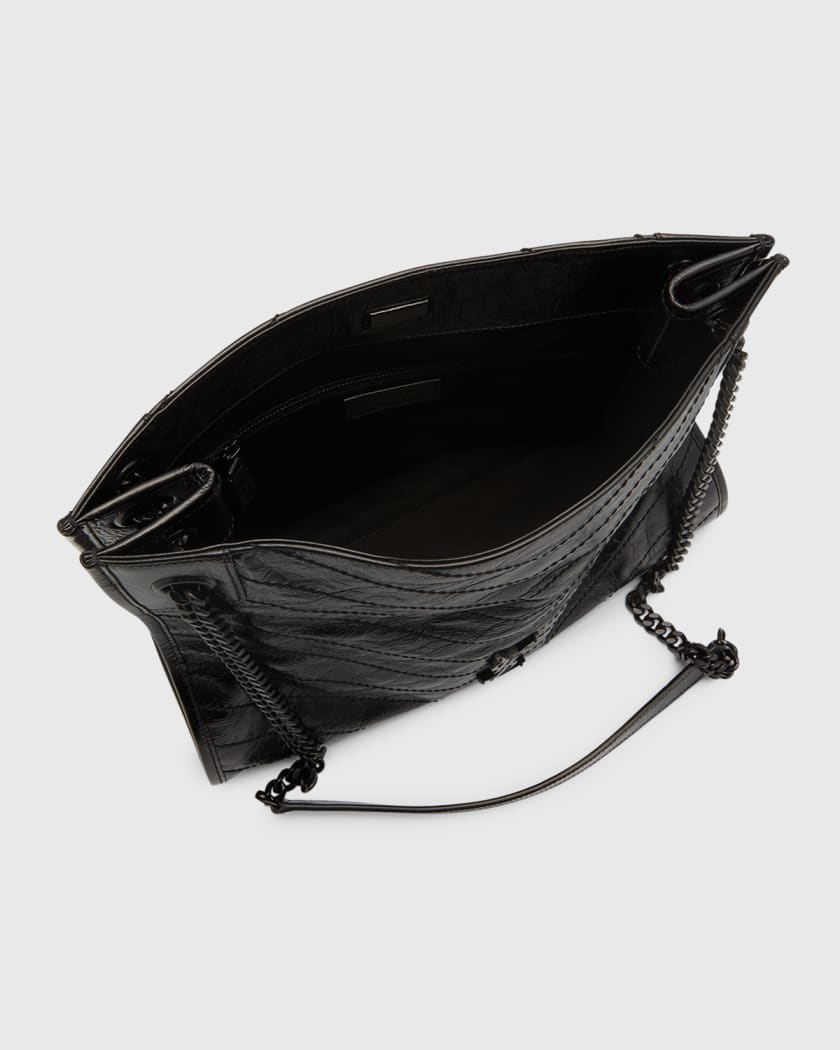 Saint Laurent Niki Large YSL Crinkled Calf Shopper Tote Bag