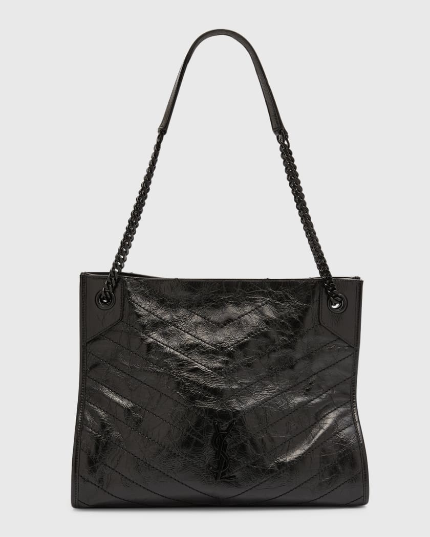 Saint Laurent Niki Large Crinkled Calf Shopper Tote Bag