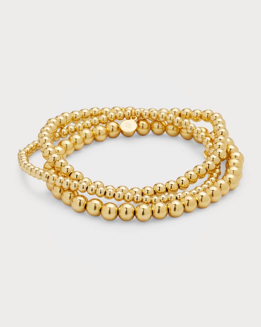 Gold-Plated Silver Beaded Bracelet Stack - KAMARIA