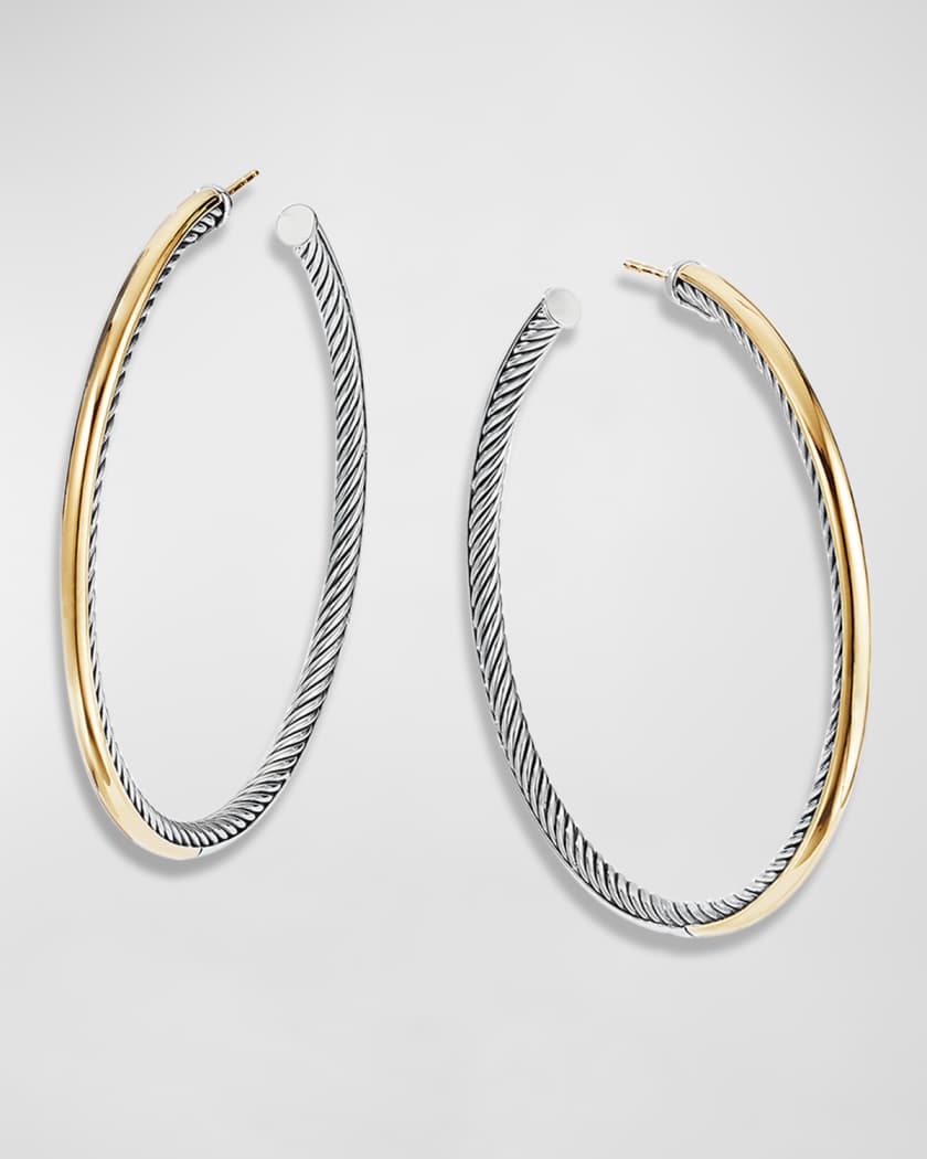 David Yurman Sculpted Cable Hoop Earrings with 18K Yellow Gold