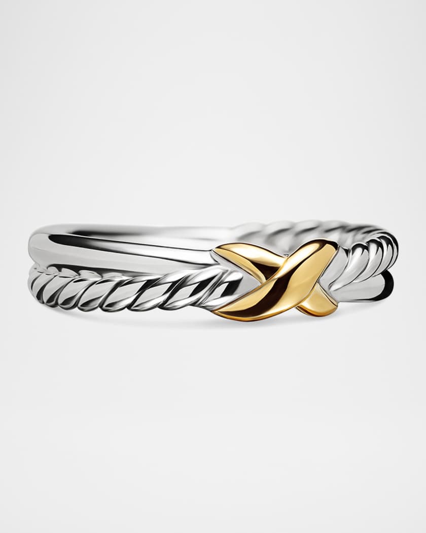 Petite X Ring in Silver with 18K Gold, 4mm