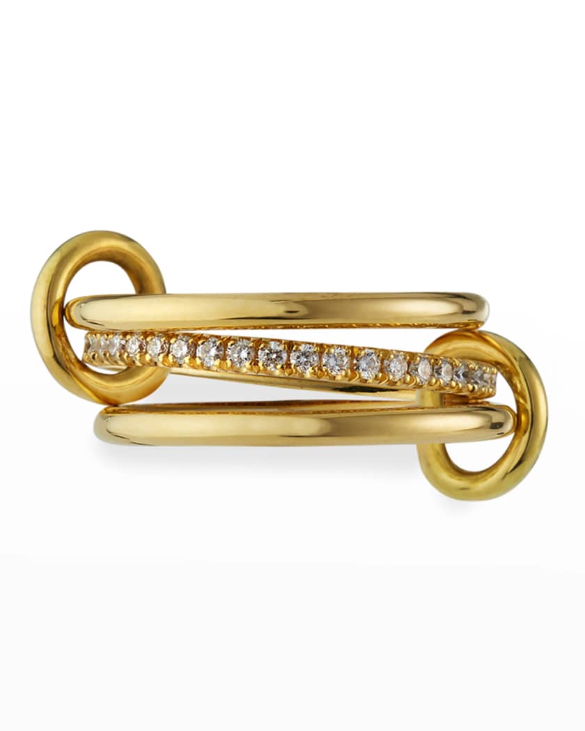 Spinelli Kilcollin Sonny Yellow Gold 3 Link Ring With Diamonds Size 7 Neiman Marcus
