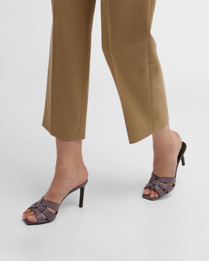 Saint Laurent Tribute Woven Calfskin Stiletto Sandals Neiman Marcus