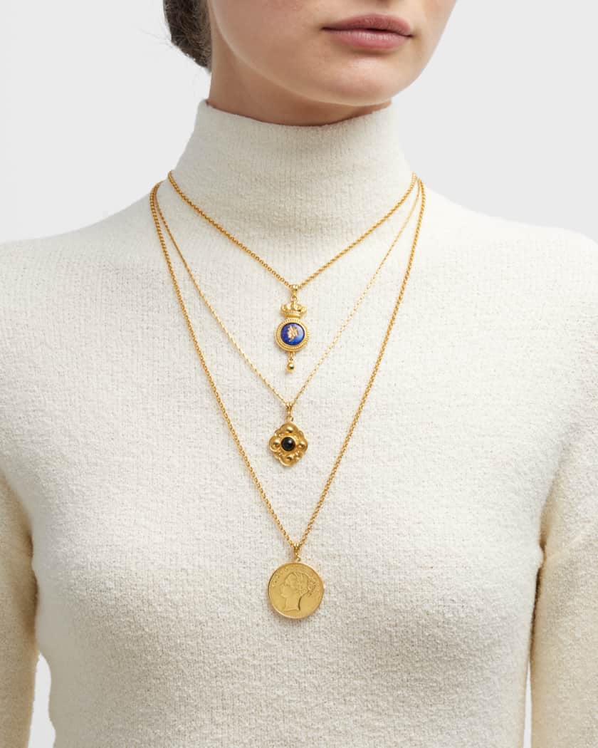 24k Gold Electroplate Triple Charms Necklace