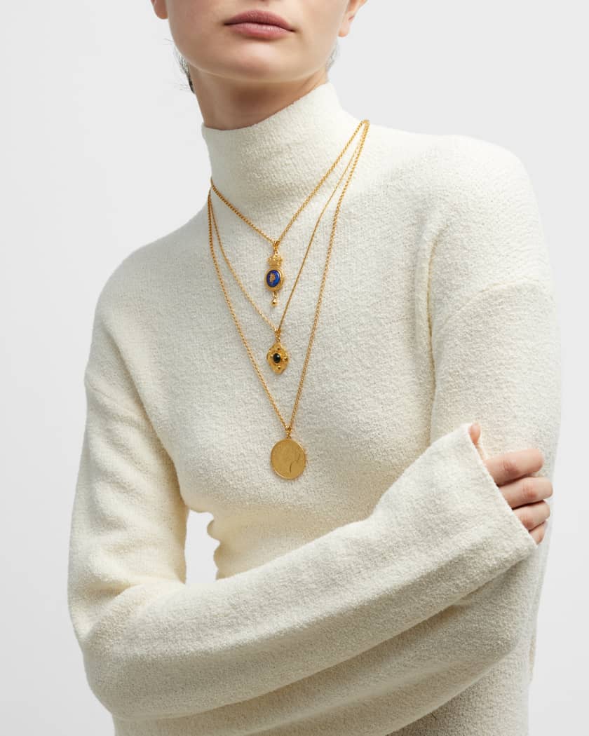 24k Gold Electroplate Triple Charms Necklace
