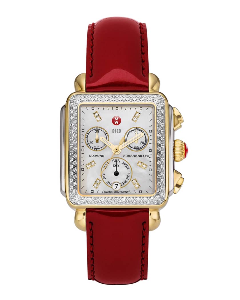 Deco Diamond Leather Watch Collection Neiman Marcus