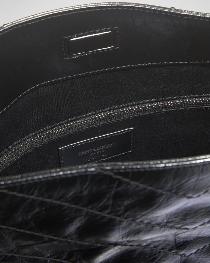 Niki Medium YSL Shopper Tote Bag in Crinkled Leather