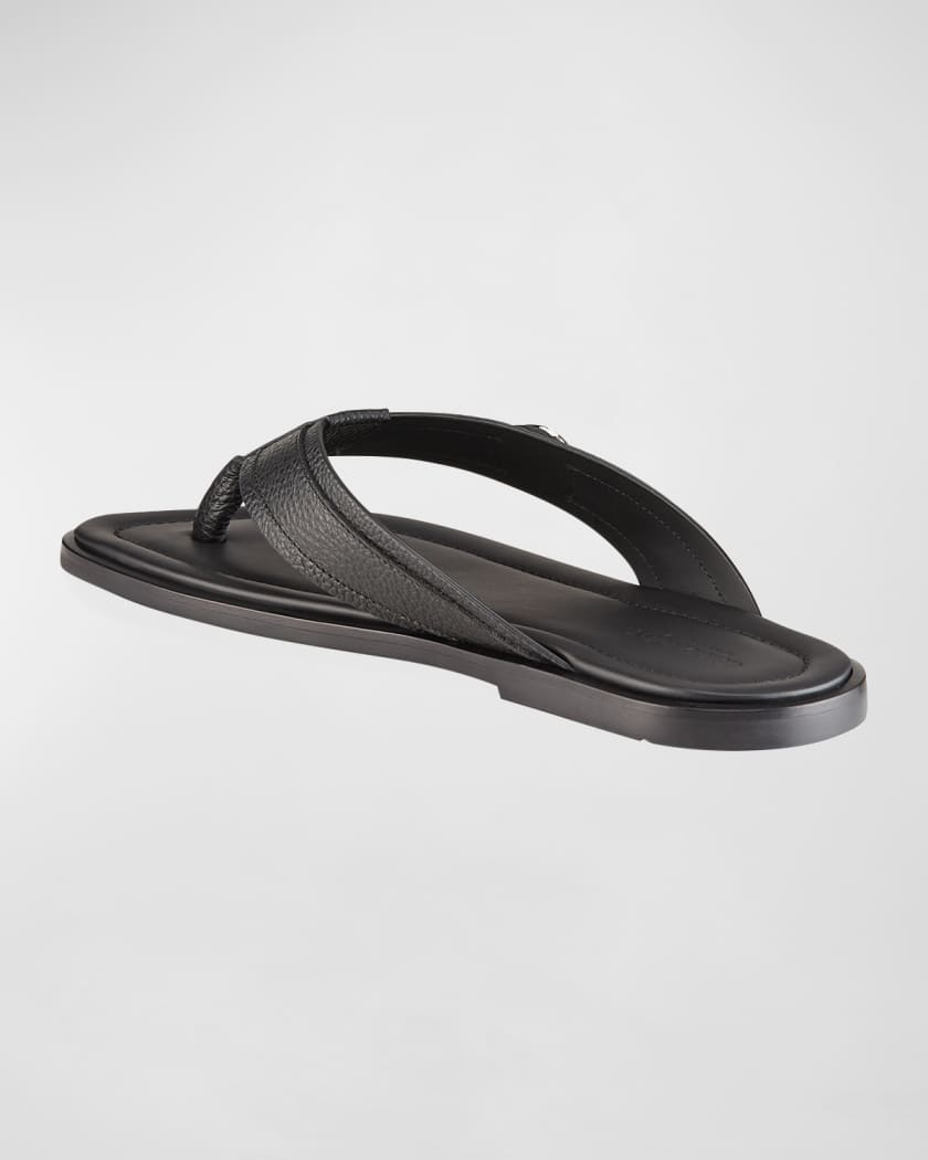 Giorgio Armani Men's Logo Leather Thong Sandals | Neiman Marcus