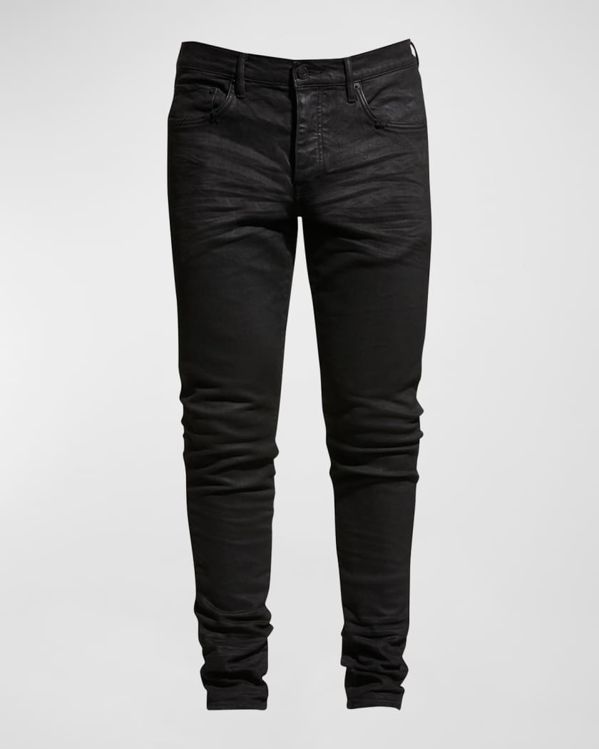 PURPLE Men's P001 Black Resin Skinny Jeans