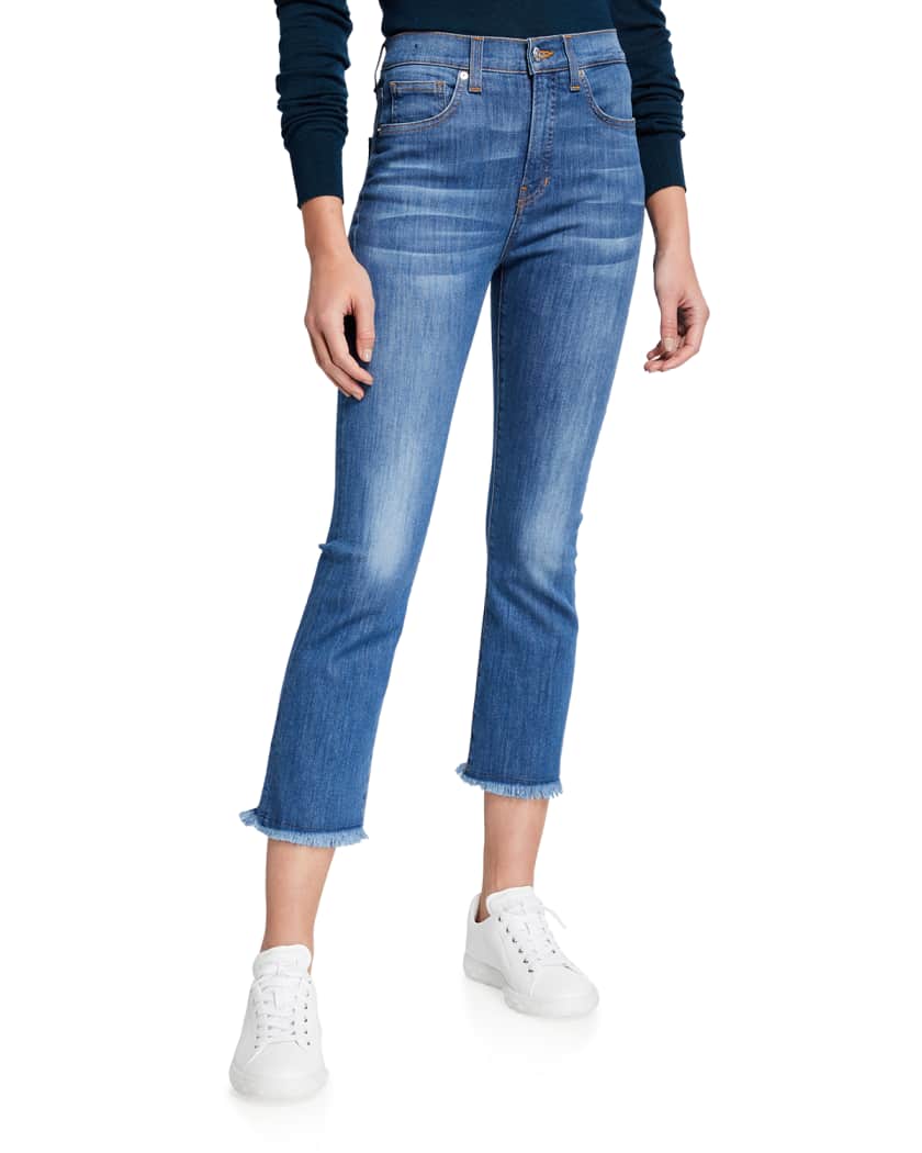 Veronica Beard Jeans Carly High Rise Kick Flare Jeans W Frayed Hem Neiman Marcus