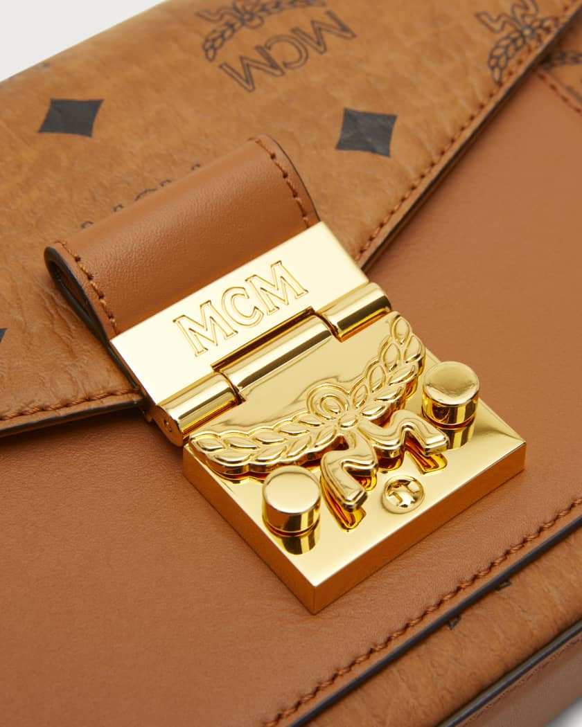 MCM Millie Visetos Logo Leather Crossbody Bag Neiman Marcus