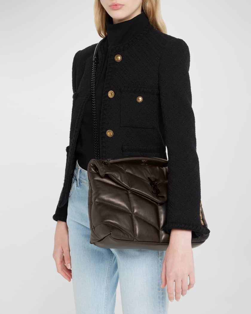 Saint Laurent Medium Loulou Quilted Puffer Leather Shoulder Bag Black
