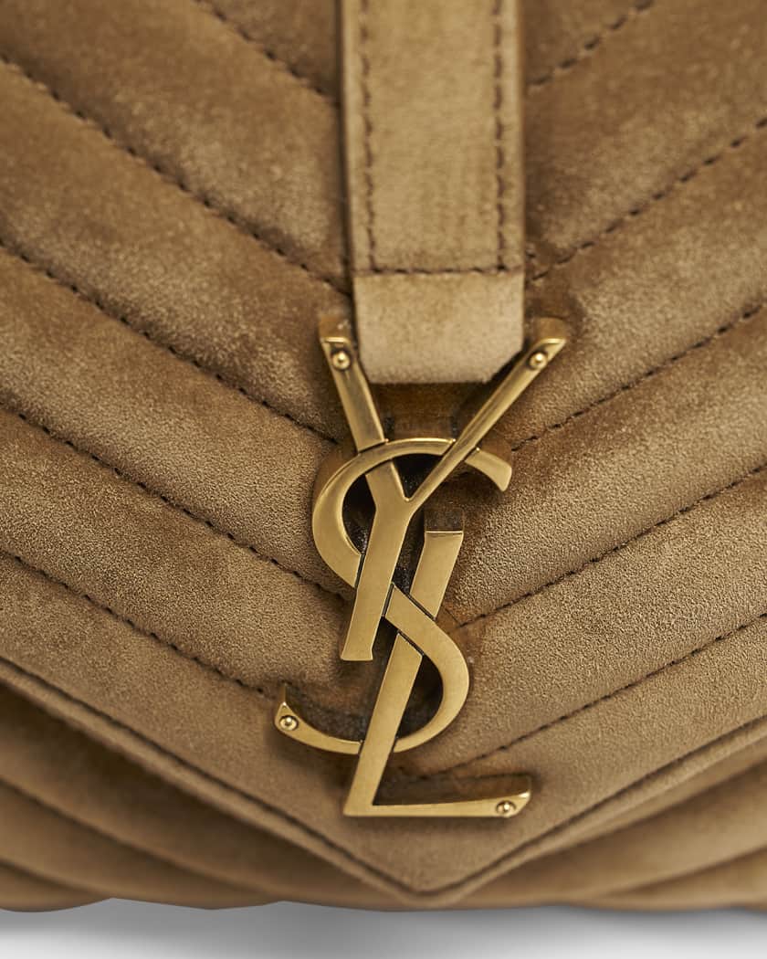 College Medium Flap YSL Shoulder Bag in Quilted Suede