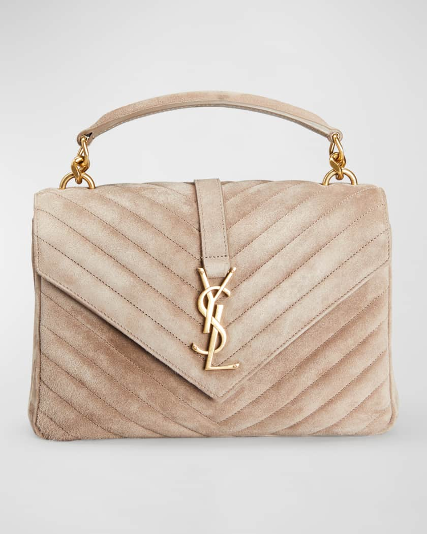 Saint Laurent College Medium YSL Suede Top Handle Bag