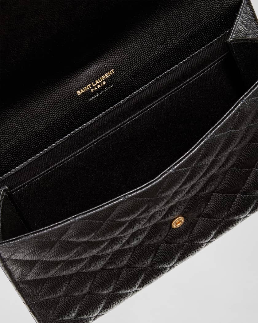 Saint Laurent YSL Monogram Quilted Envelope Clutch Bag