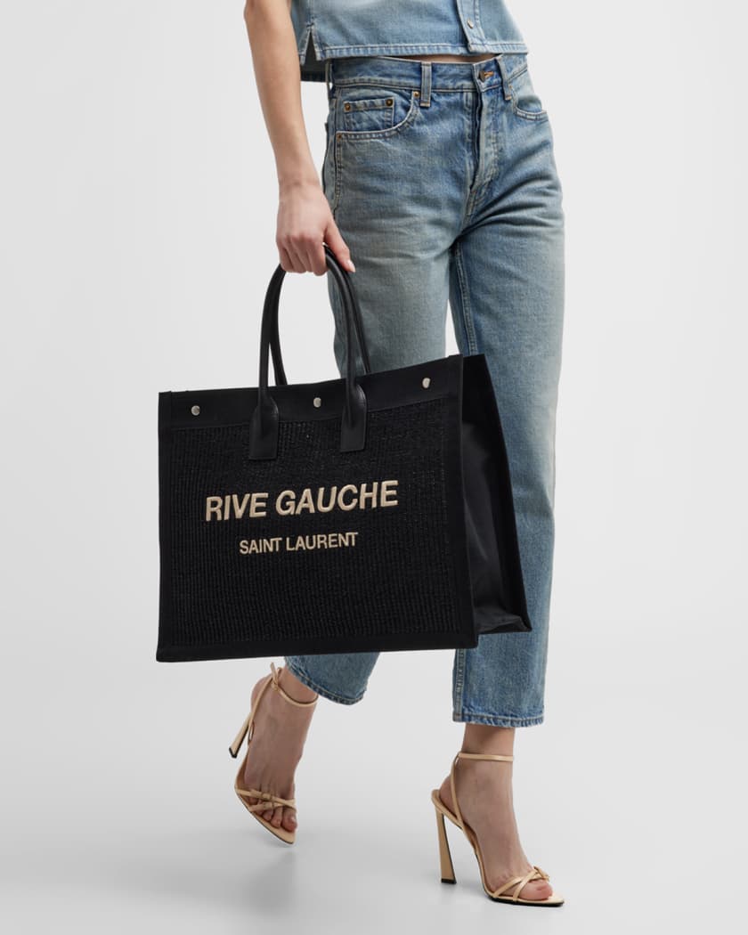 Saint Laurent Rive Gauche Tote Bag in Raffia Neiman Marcus