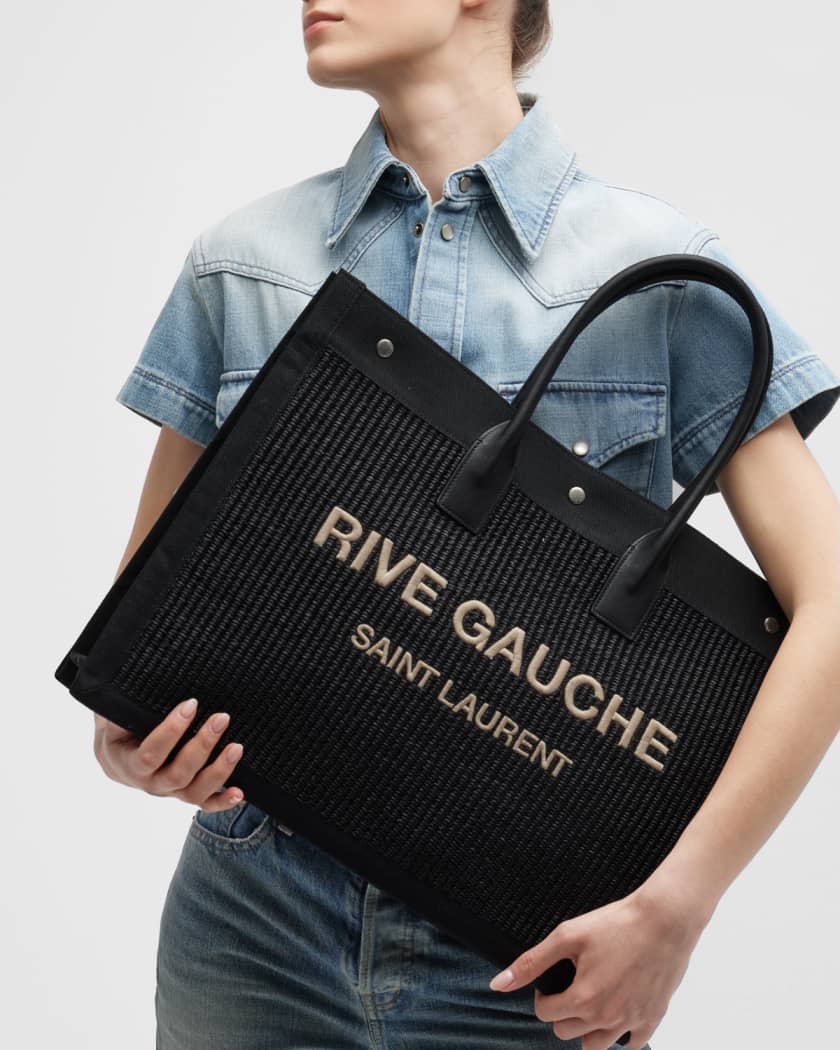 Saint Laurent Men's Noe Rive Gauche Canvas Tote Bag