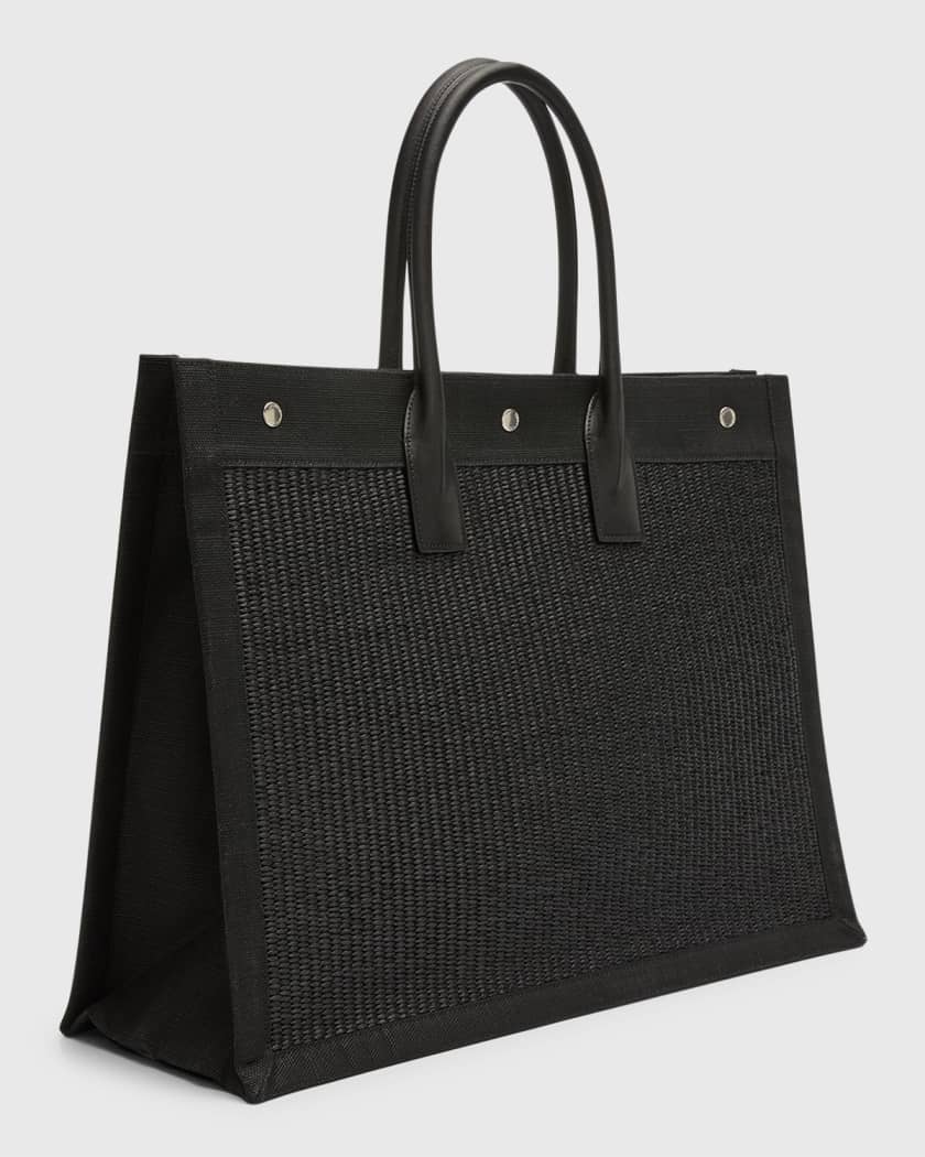 Saint Laurent Rive Gauche Leather Tote Bag - Black