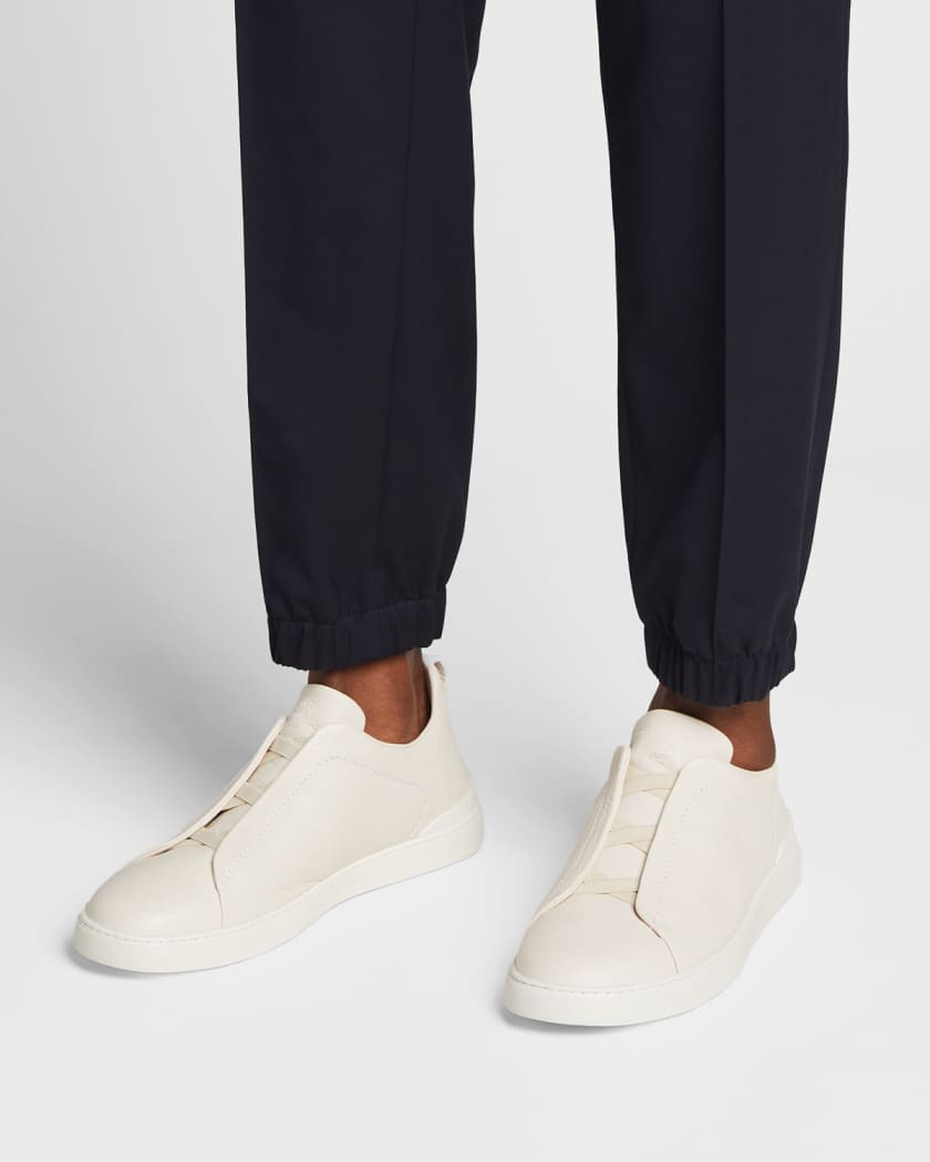 Men's Triple Stitch Deerskin Leather Sneakers