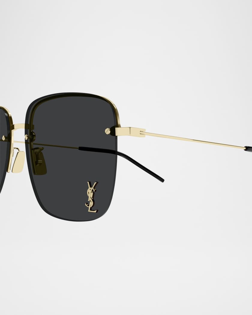 Saint Laurent YSL Rimless Square Metal Sunglasses | Neiman