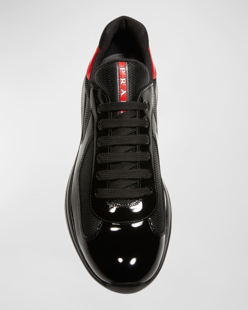 het spoor Tijdig Ijver Prada Men's New America's Cup Leather Low-Top Sneakers | Neiman Marcus