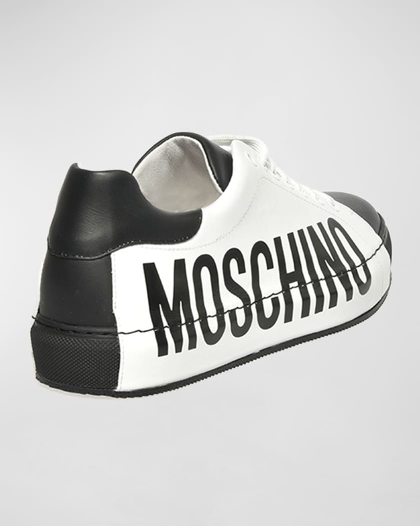 Moschino Two-tone Leather Sneakers In Schwarz