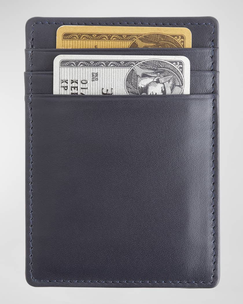 Royce New York Leather Magnetic Money Clip Wallet - Navy Blue