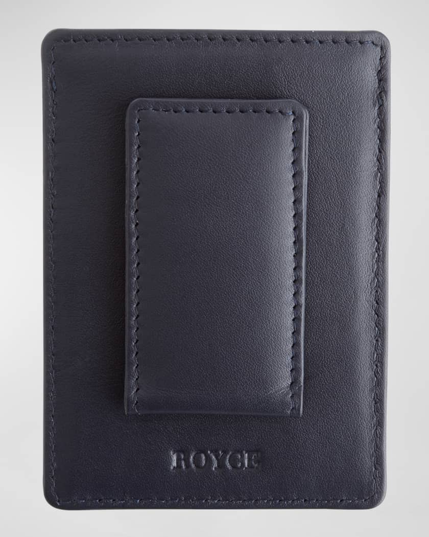 Royce New York Leather Magnetic Money Clip Wallet - Navy Blue