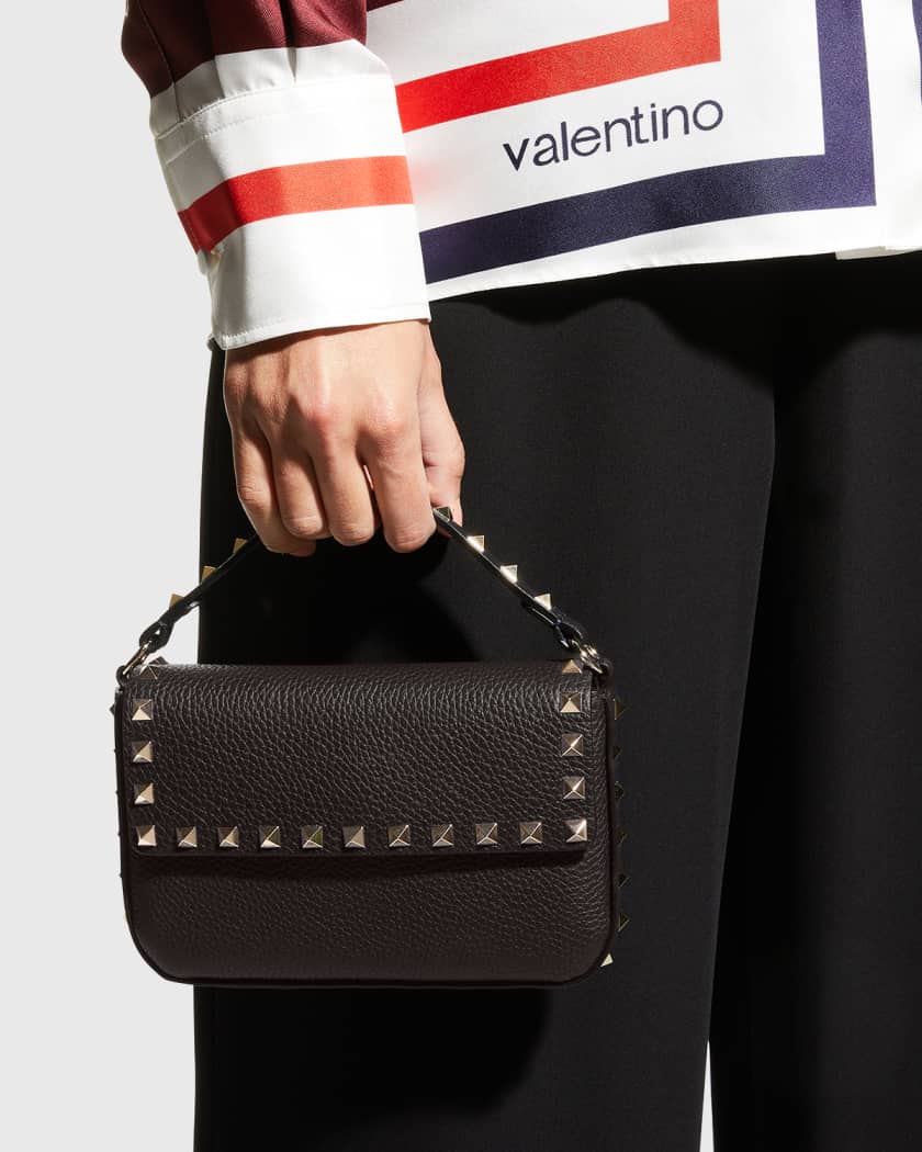 Valentino Rockstud Shoulder Bag in Black Grained Leather