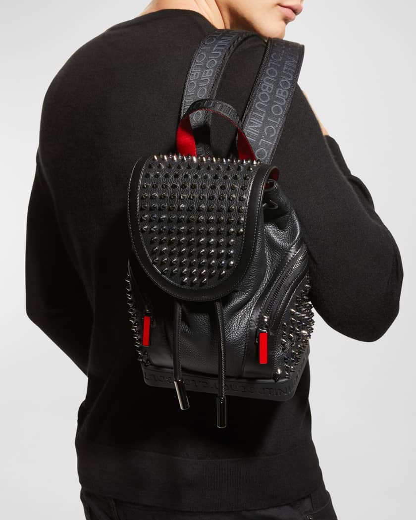 Explorafunk small - Backpack - Calf leather and spikes - Black - Christian  Louboutin